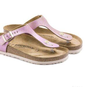 Birkenstock Gizeh Leather Washed Metallic Pink Sandals 40 9 thongs